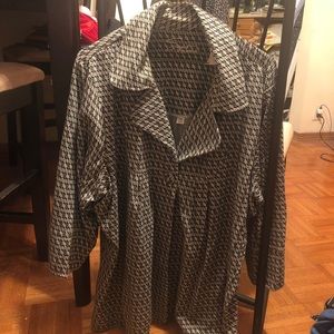 Ashley Stewart Gray Print 3/4 sleeve jacket